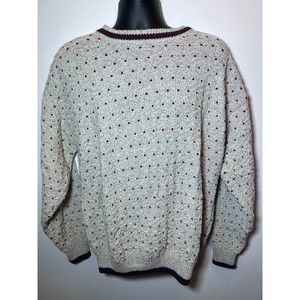VINTAGE St. Johns Bay Knit Sweater Mens M Chunky knit Grandpa Cream